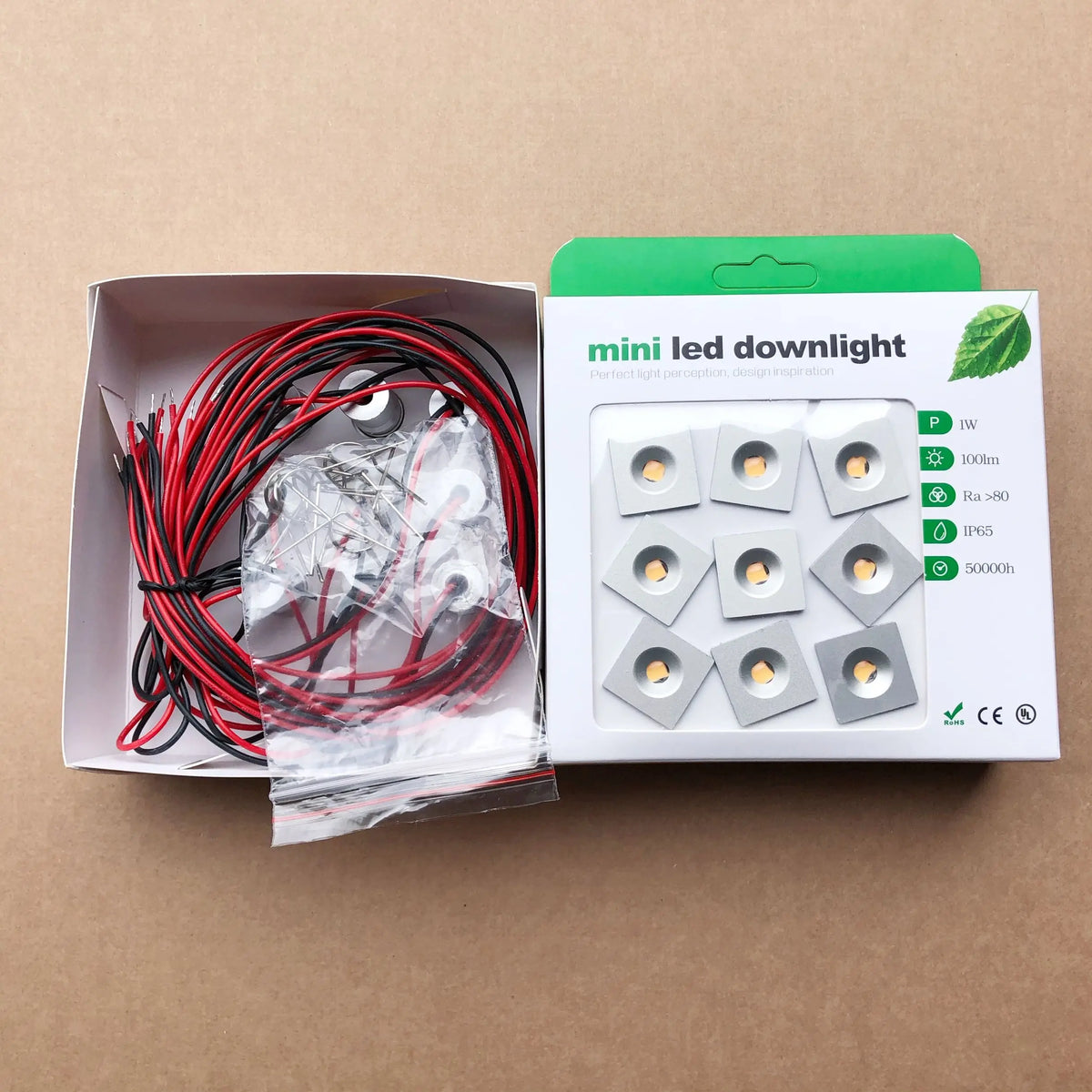 éclairage led mini downlight blanc moderne 12v 1w opaques câbles
