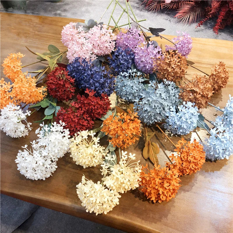 bouquet artificiel hortensia multicolore moderne decoration maison exterieur 60cm têtes