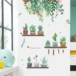 autocollants muraux décoratifs plantes étagères bohémiennes aquarelle moderne enfants chambre