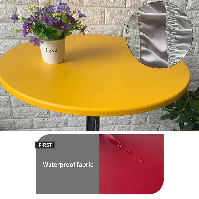 nappe table ronde moderne imperméable polyester couleur blanc jaune marron noir