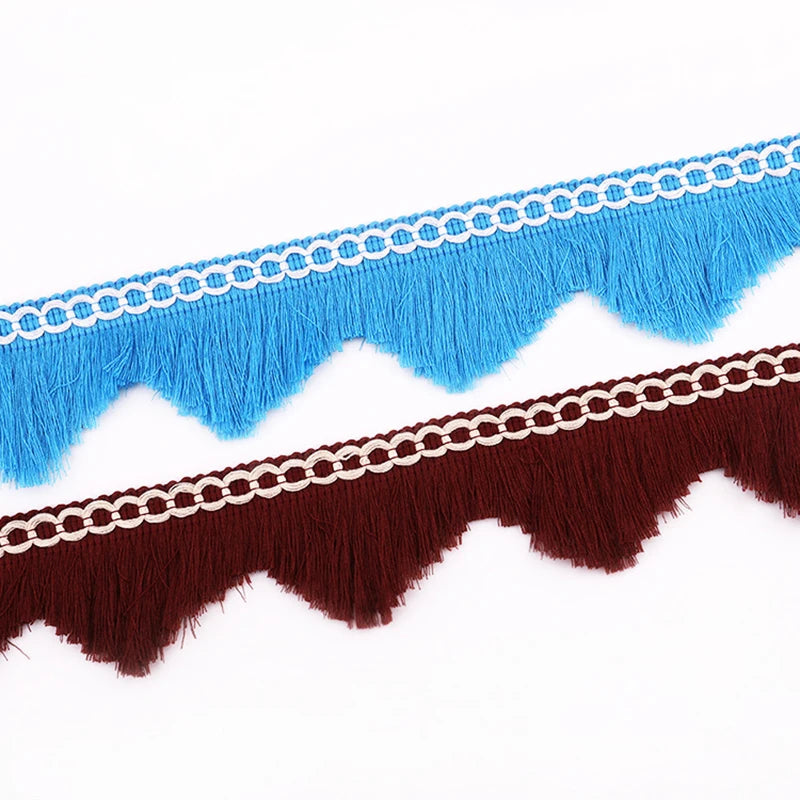 ruban frisé franges bleu clair rose noir marron décoratif 5cm artisanal diy decoration