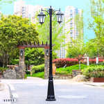 lampadaire classique bronze noir verre ondulations deux têtes éclairage extérieur led haute qualité aluminium