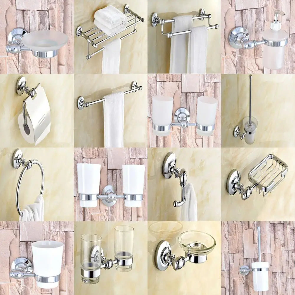 ensemble accessoires salle bain chrome blanc porte savon distributeur brosse wc tasse motif