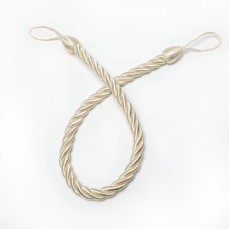 corde rideaux torsadée moderne beige blanc doré 70cm 55g polyester
