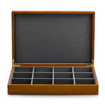 boîtes bijoux bois marron clair intérieur velours noir classique poignées dorées rangement colliers pendentifs