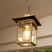 lampe suspendue rétro or bronze noir verre transparent rustique extérieur balcon jardin allée