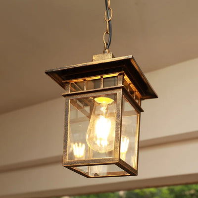 Lampe suspendue rétro étanche noire design cadre raisin pour extérieur