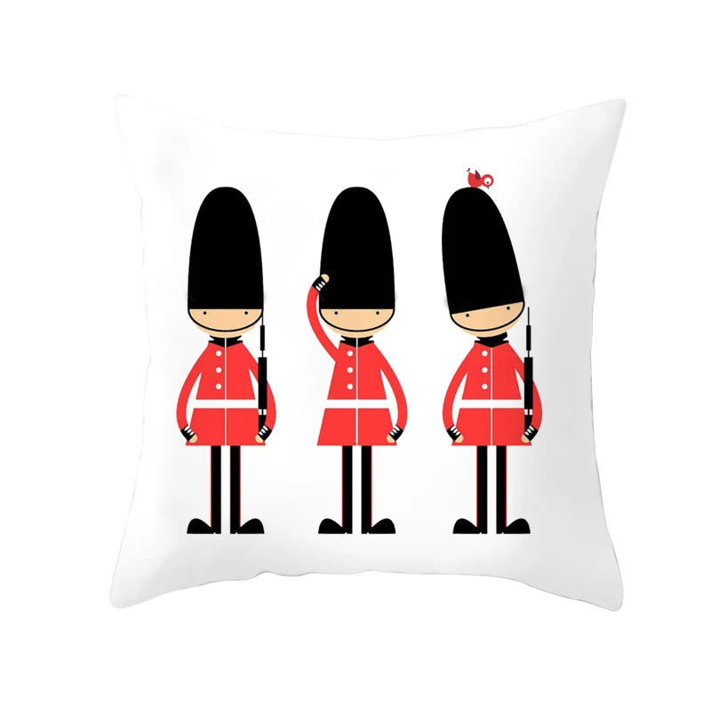 taies d'oreiller décoratives londonien motif big ben polyester respectueux environnement cartoon bleu rouge blanc