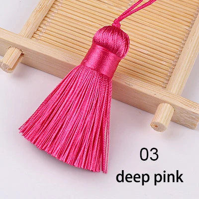 pompons soie polyester 5cm longueur 18cm corde noir rose rouge vert jaune bleu modernes