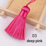 pompons soie polyester 5cm longueur 18cm corde noir rose rouge vert jaune bleu modernes