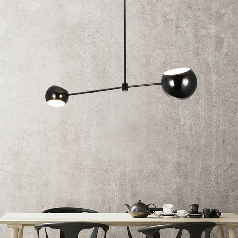 suspension lumineuse moderne sphères métalliques noir opalescent led 110v 220v semi encastrée tactile