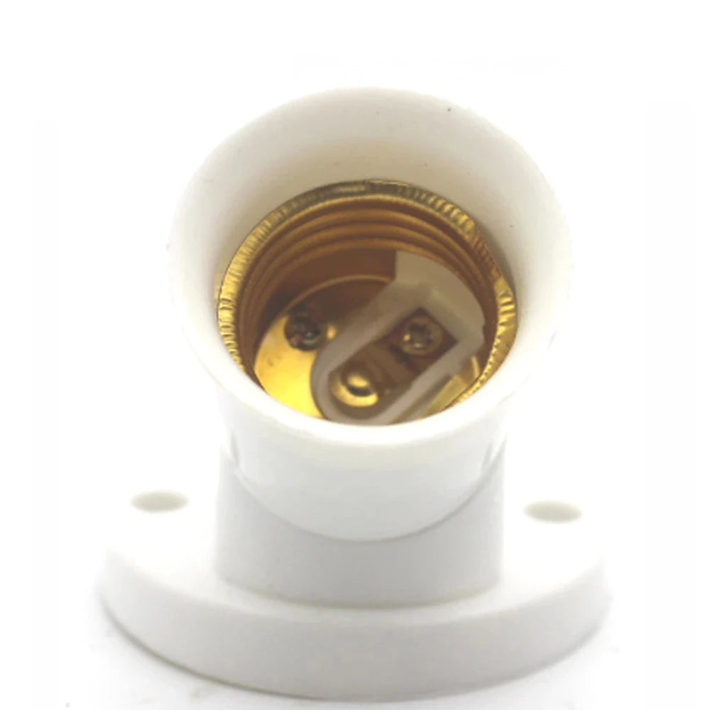 support lampe blanc angle métal douille led économique base mur fixe