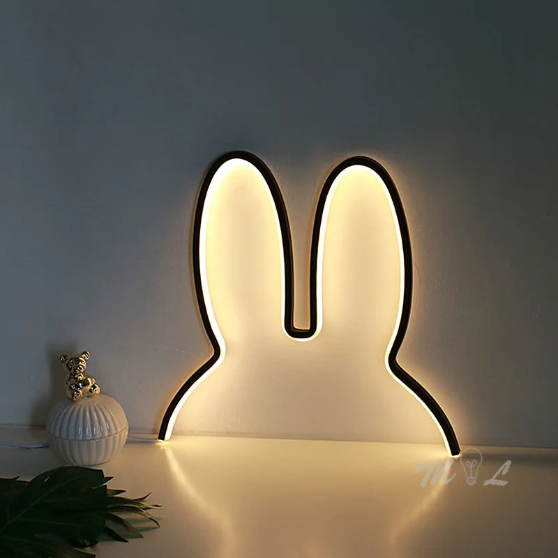 veilleuse led lapin moderne minimaliste câble interrupteur blanc chambre étude lumière nocturne deco chambre