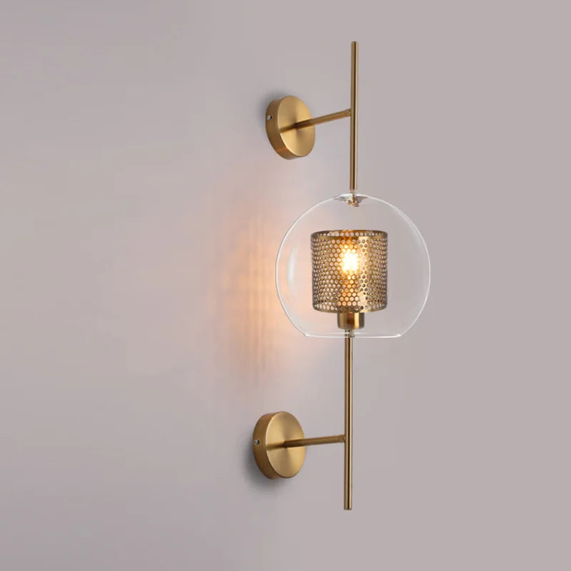 lampe murale nordique or perforée transparente éclairage chambre salon entrée moderne fixée