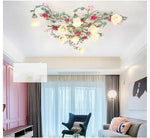 plafonnier floral moderne blanc doré feuilles fleurs chambre salon lumières