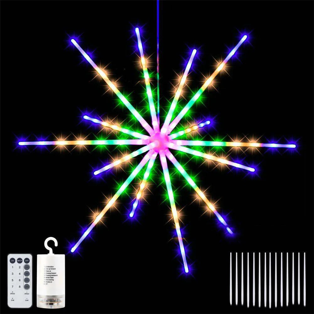 décoration noël étoile lumineuse multicolore moderne festive crochets télécommande led guirlande chambre festive