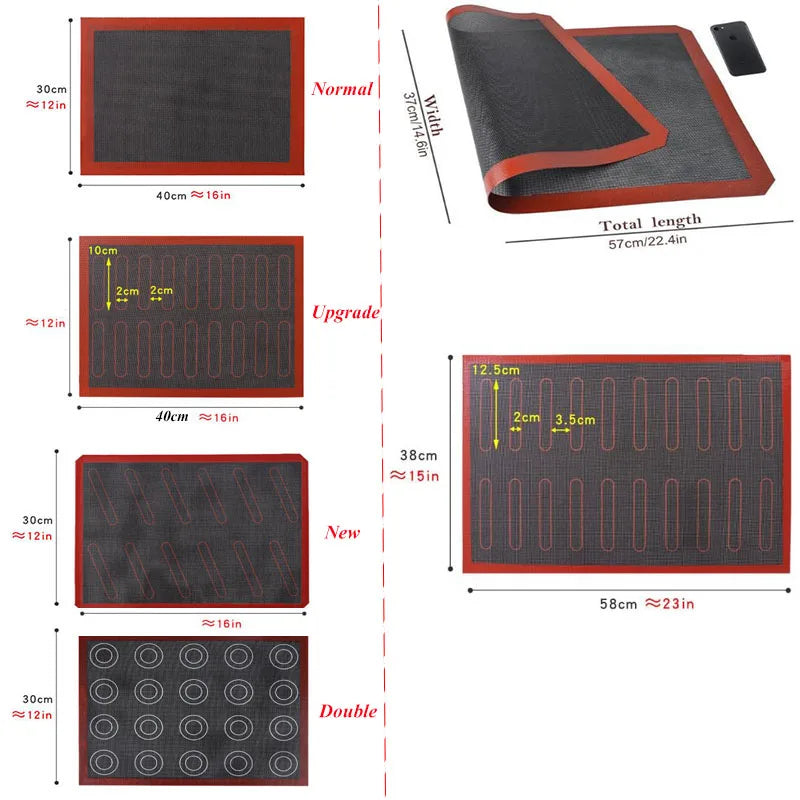 tapis cuisson silicone antiadhésif rouge noir texture tissu moderne cake baking