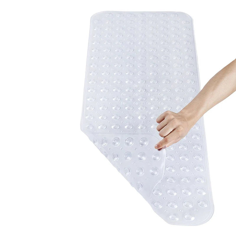 tapis bain antidérapant pvc moderne bleu gris blanc transparent trou texturé adhésif salle bain