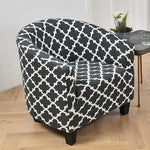 housse fauteuil tubulaire impression géométrique moderne polyestère machine bleu beige