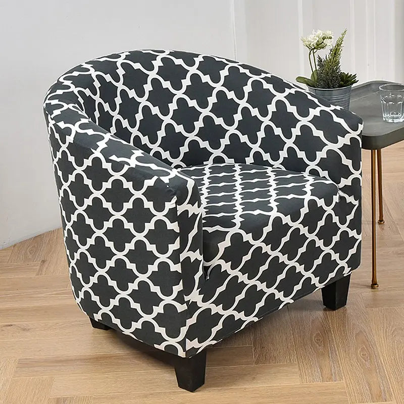 housse fauteuil tubulaire impression géométrique moderne polyestère machine bleu beige