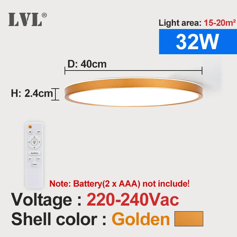 Lampe LED moderne télécommande blanc plat autonome 24W 32W