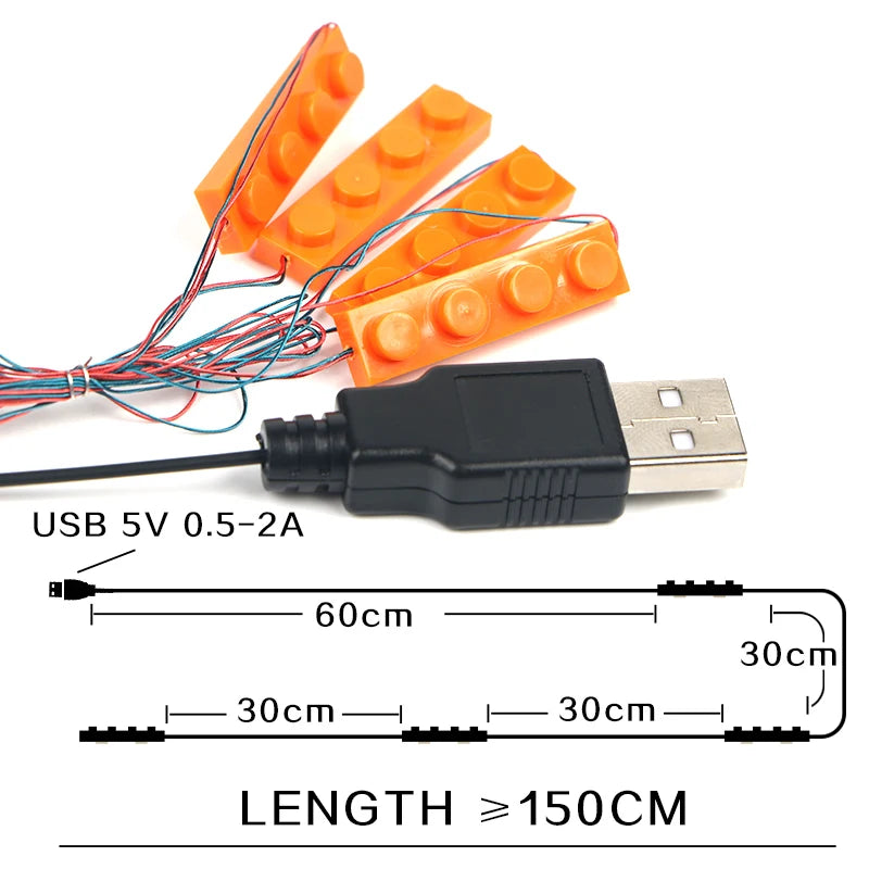 briques lego lumineuses vert bleu rouge blanc orange jaune rose usb câbles moderne ludique
