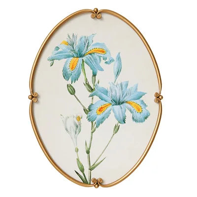 tableaux ovales vintage illustrés fleurs botaniques cadre doré élégantes décoration murale ancienne chambre salon