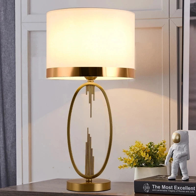lampe table moderne or abat jour simple élégante barres verticales euro plug chambre coucher