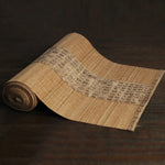 tapis table runner tissage bambou rayures chinoises beige bordeaux traditionnel artisanal maison decoration