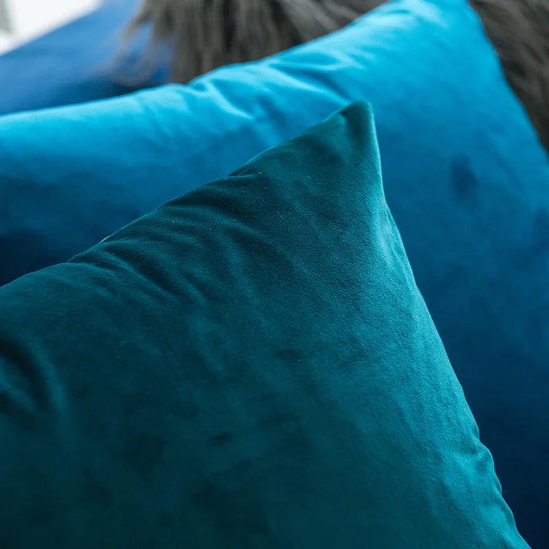 housses coussins velours modernes 40x40cm bleu vert rose gris décor salon voiture