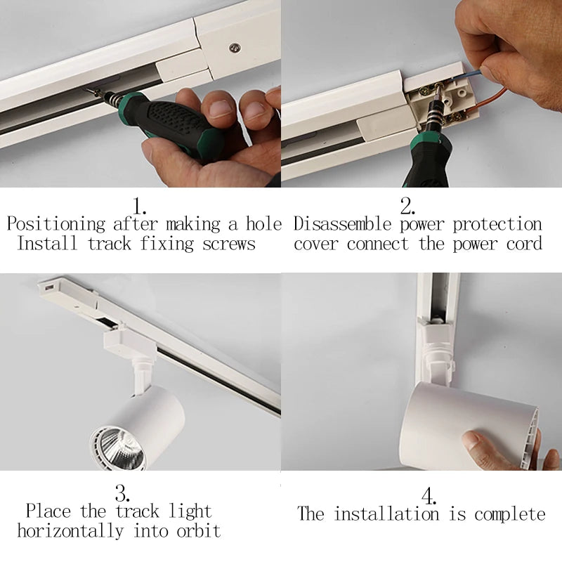 rails lumière led blanc noir moderne connecteurs ampoules led