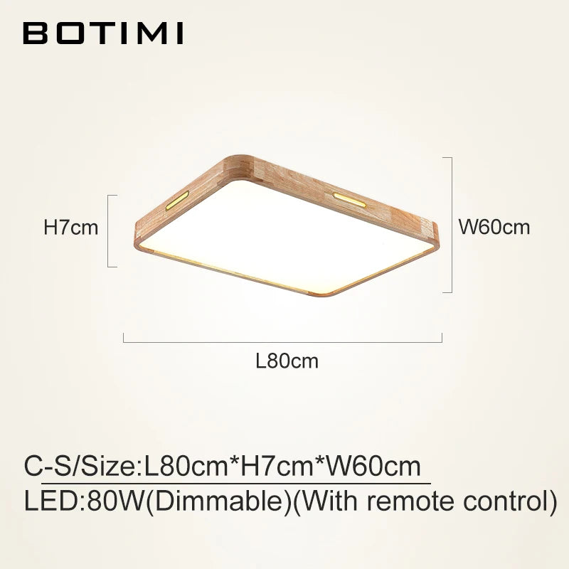 plafonnier moderne bois naturel finition lisse éclairage quotidien télécommande led minimaliste