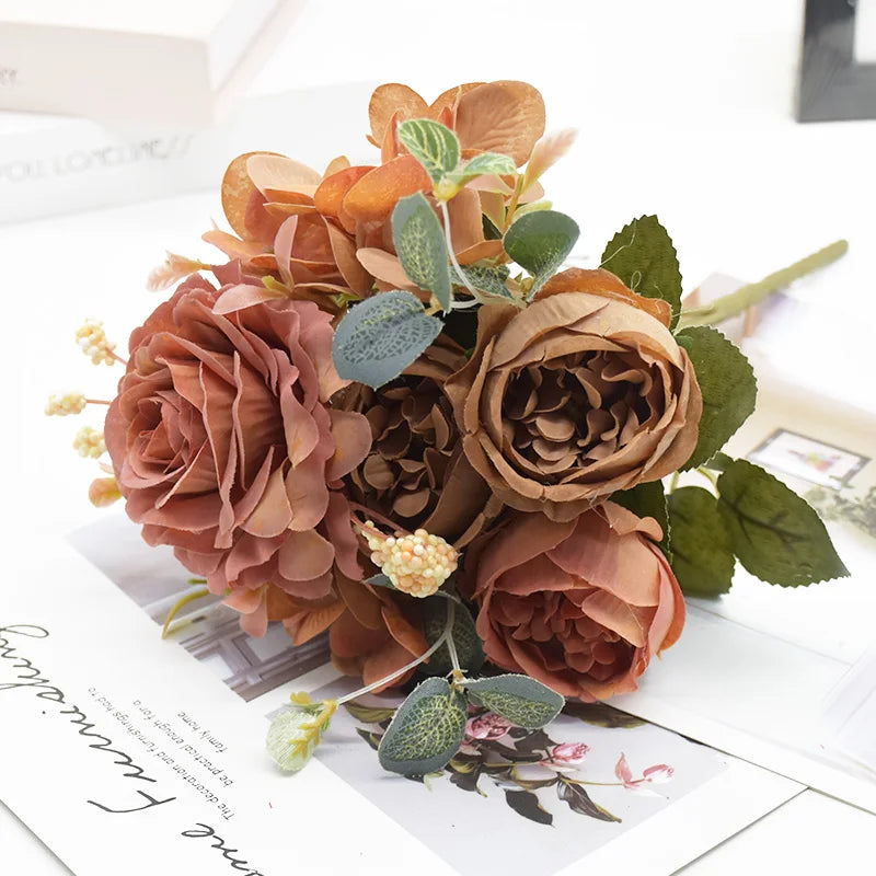 bouquet fleurs artificielles rose classique decoration maison mariageextérieur