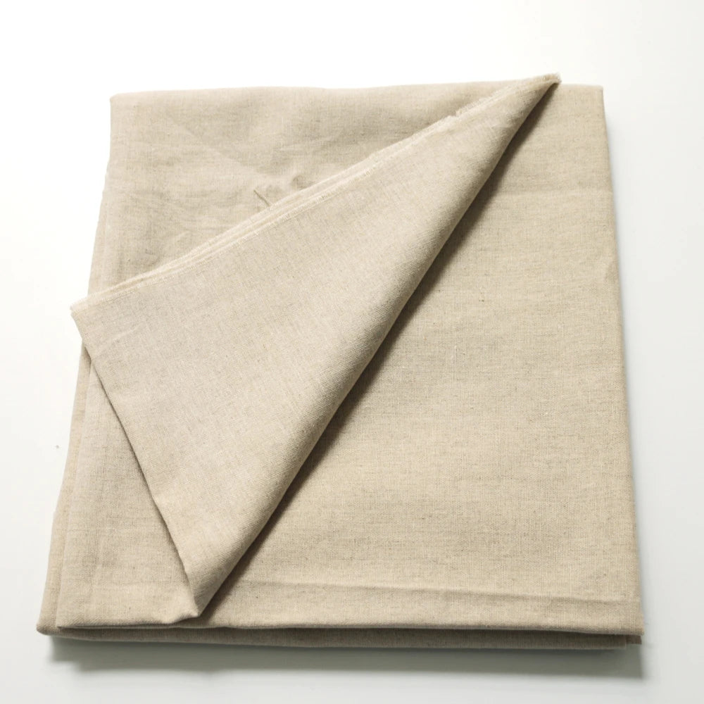 tissu popeline coton lin beige clair haute absorption anti bactéries teint uni 140cm large