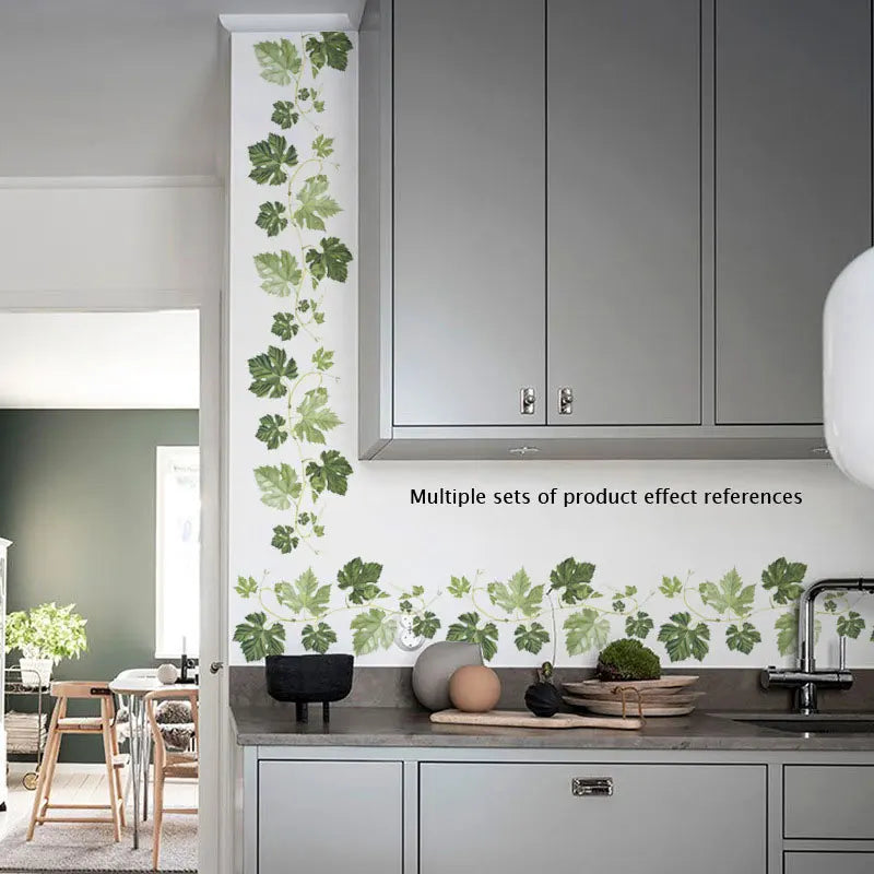 autocollants muraux feuilles vigne vert clair rustique décoration intérieure moderne chambre salon résistants eau