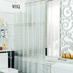 rideau douche moderne blanc rayures horizontales waterproof translucide métalliques grande taille