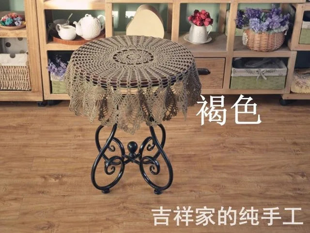 serviette table coton crocheté motif floral traditionnelle maison table manger blanc cassé