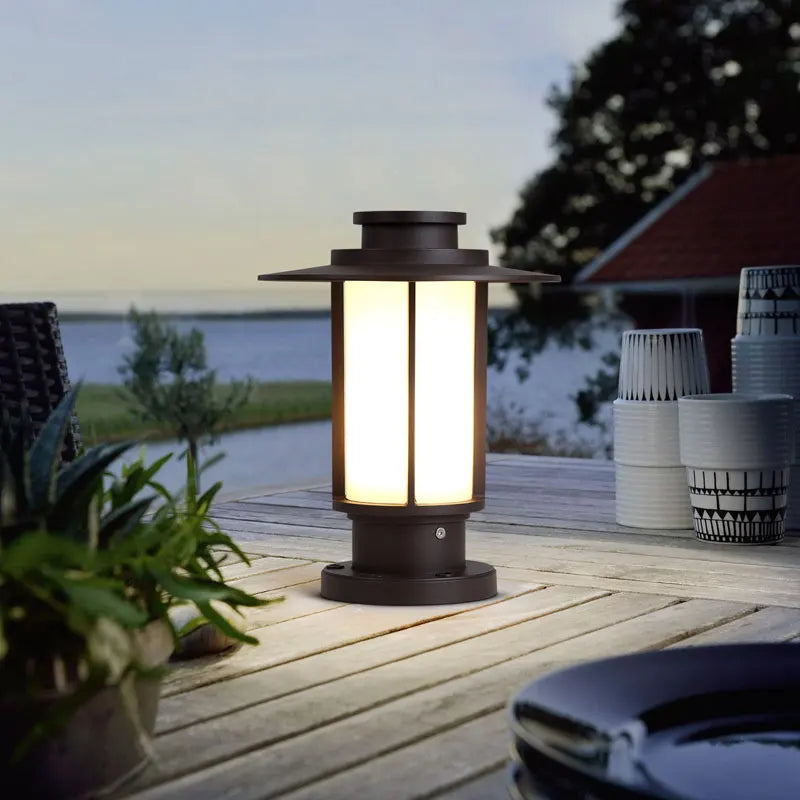 lampe sol marron foncé classique ip65 led base e27 matériau aluminium oeilletextérieur autonomeparquetintérieur