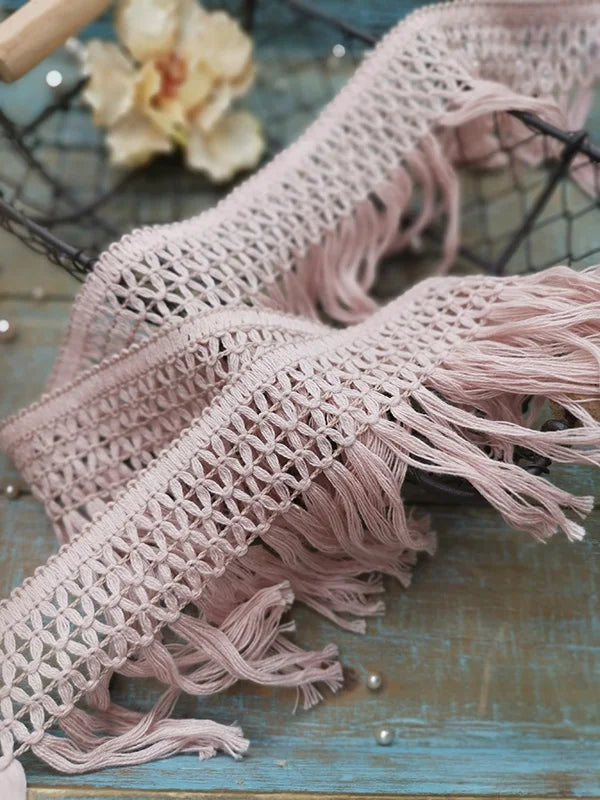 écharpe macramé franges coton blanc boho artisanal longueur 10cm 11cm 14cm