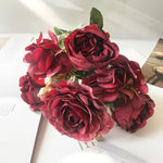 fleur artificielle rose thé soie bouquet rouge blanc décoration mariage maison jardin