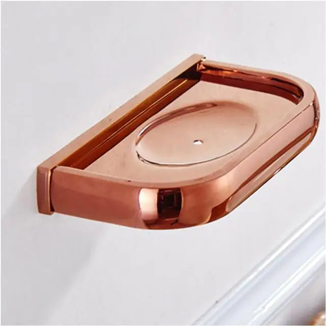 ensemble d'accessoires salle bains moderne or rose porte serviettes barres horizontales porte savon barre
