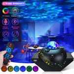 Effet de projection étoiles multicolores sur mur chambre