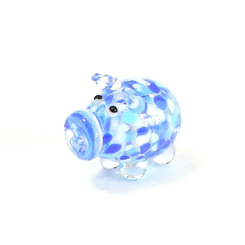 petite tirelire cochon verre artisanal décoratif rose vert bleu maison jardin