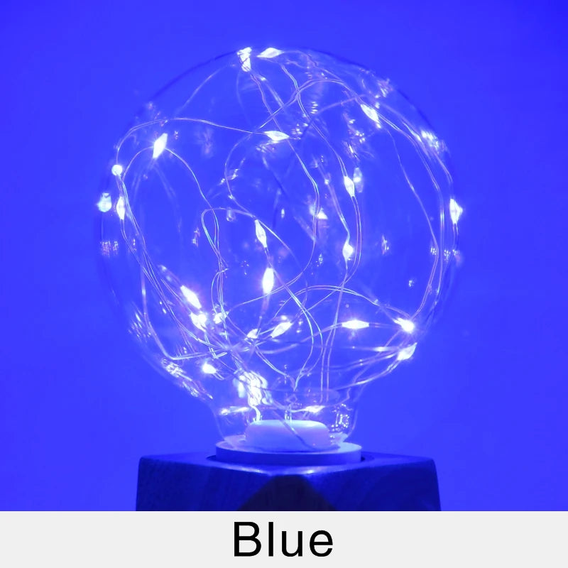 ampoule led décorative multicolore fil cuivre entrelacé opacité verre e27