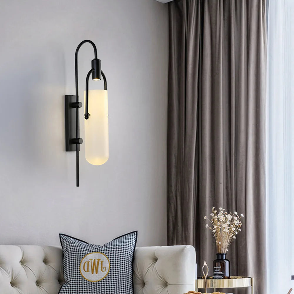 lampe murale moderne verre noir blanc éclairage led fixation murale quotidienne
