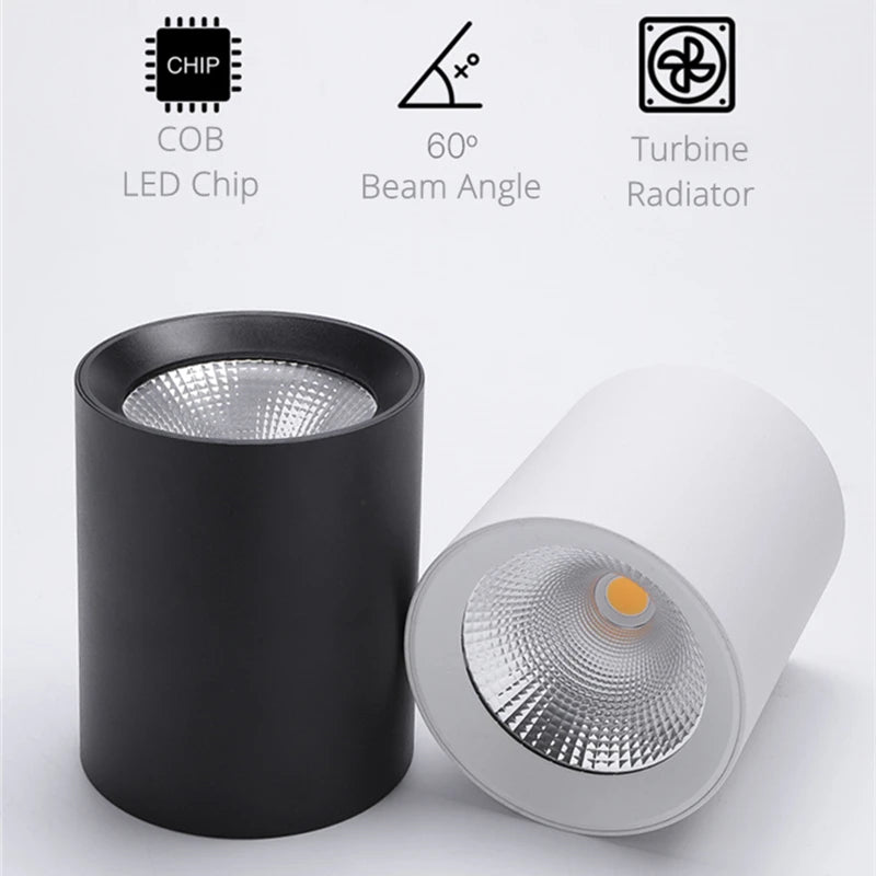Spot lumineux moderne surface mounted noir blanc 10W 15W 25W 35W LED anti reflet