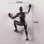 figurines murales humaines escalade noir bronze moderne art expressionnistesDecorationMurale