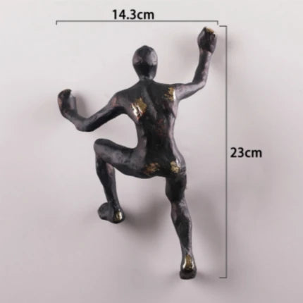 figurines murales humaines escalade noir bronze moderne art expressionnistesDecorationMurale