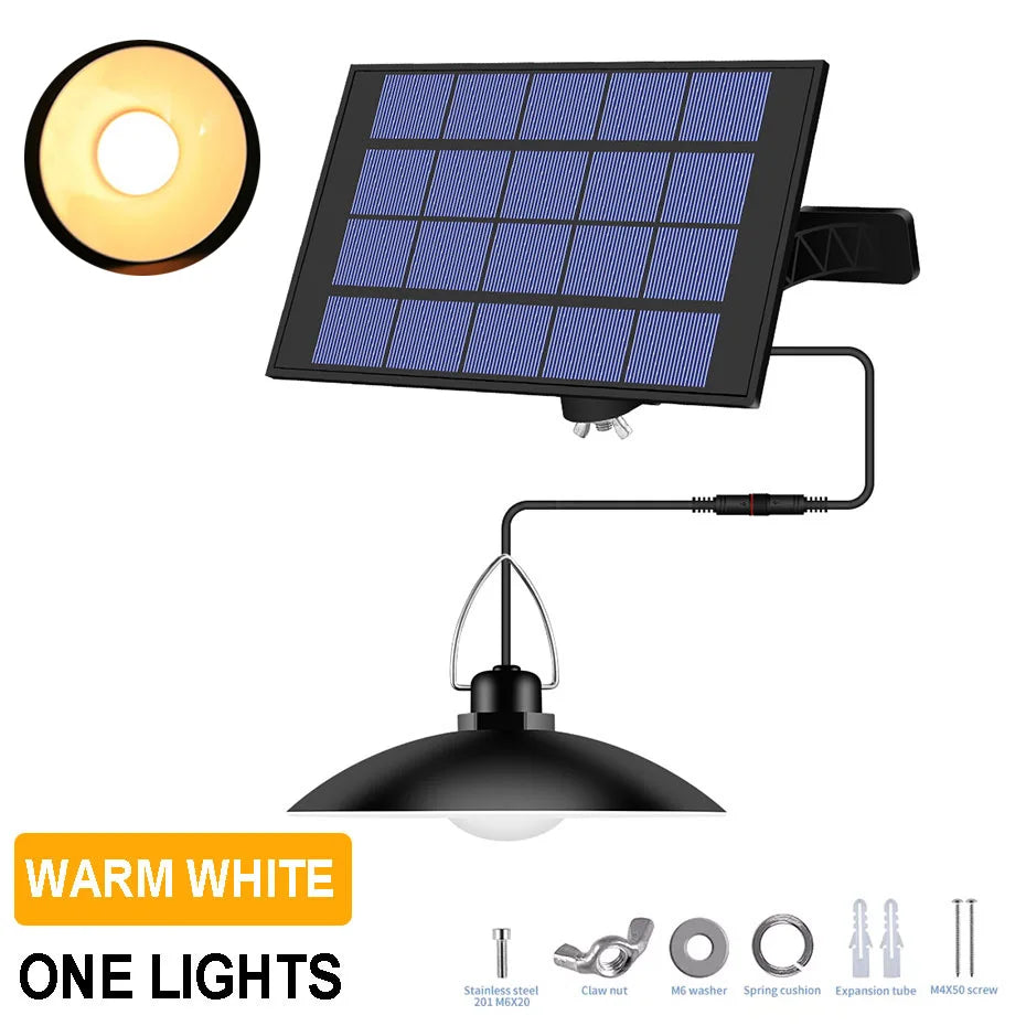 lampe suspendue solaire moderne panneaux bleus crochets câble noir extérieur jardin led ip65 abs
