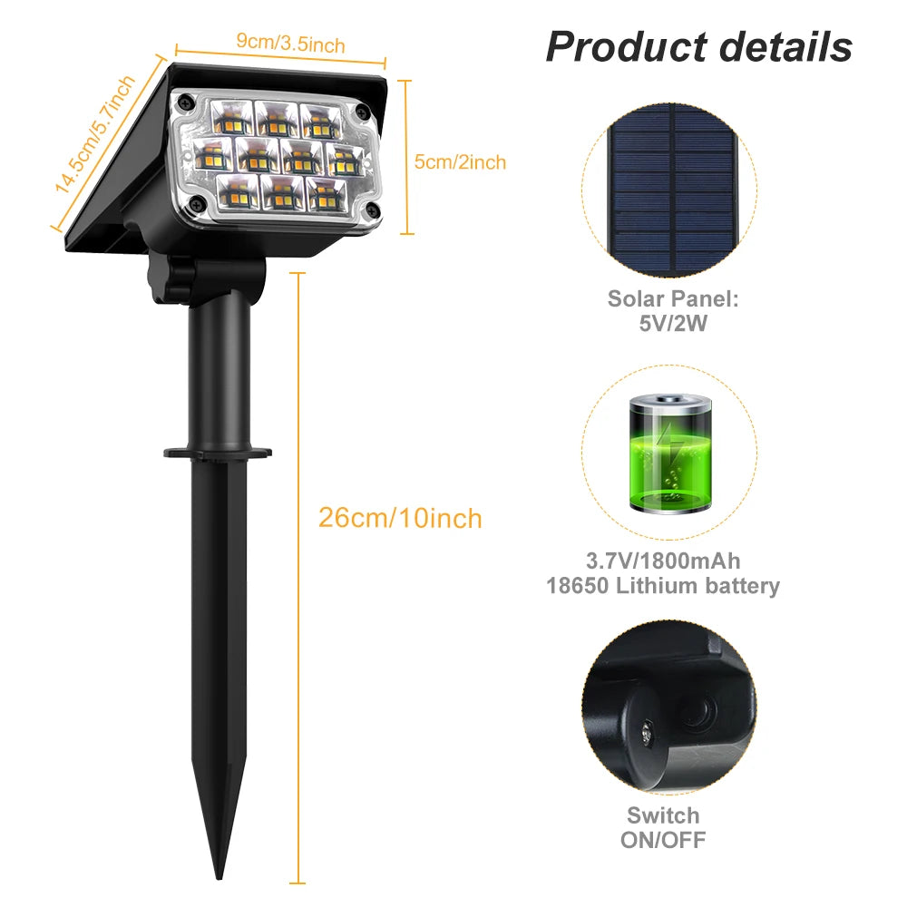projecteur solaire moderne réglable lumière froide chaude bleue rgb led jardin extérieur ip65